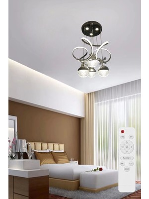 NZL Lighting Papatya 3 Işık Kumandalı (Beyaz, Sarı, Günışığı) Krom Lu x ury Ledli Salon Avize Büyük Toplu