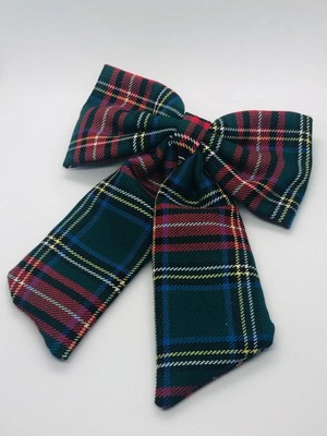 Ekose Detaylı Koyu Yeşil Fiyonk Otomatik Toka Büyük Boy