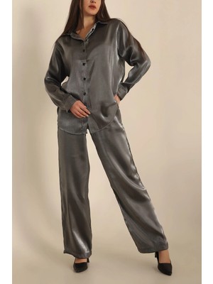 Lensia   Antrasit Parlak Kumaş  Ikili Takım