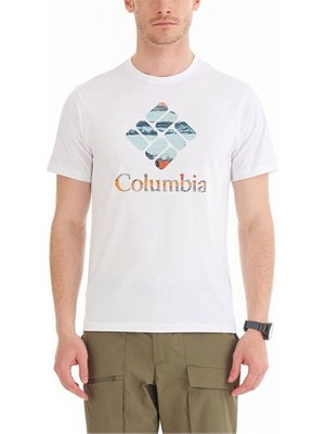 Columbia Stacked Hyper Nature Erkek Beyaz  T-Shirt CS0242-100
