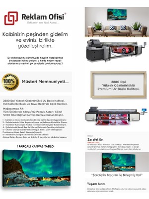 Reklam Ofisi Lofoten Adaları, Kuzey Işıkları Temalı Premium Kanvas Tablo