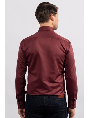 Tudors Modern Slim Fit Düz Saten Erkek Gömlek