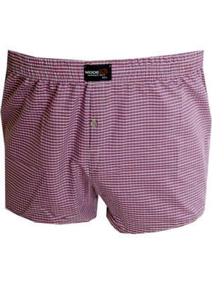 Mode Xl Büyük Beden Erkek Boxer Desenli Poplin 6348 Vişne