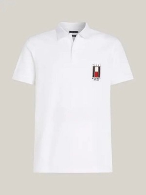 Tommy Hilfiger Dikey Bayrak Polo Yaka Tişört Beyaz