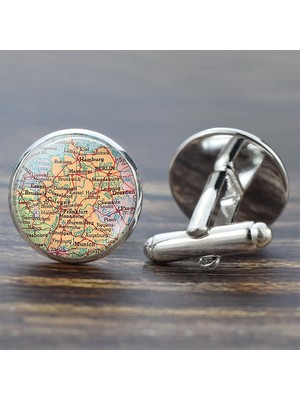 Renjie Shop CGümüş Tarzı Almanya Erkek Kol Düğmesi Amerika Avrupa Haritası Gümüş Takı Düğün Kol Düğmeleri  - Dünya Haritası Cufflinks (Yurt Dışından)