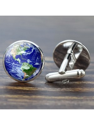 Renjie Shop CGümüş Tarzı Almanya Erkek Kol Düğmesi Amerika Avrupa Haritası Gümüş Takı Düğün Kol Düğmeleri  - Dünya Haritası Cufflinks (Yurt Dışından)