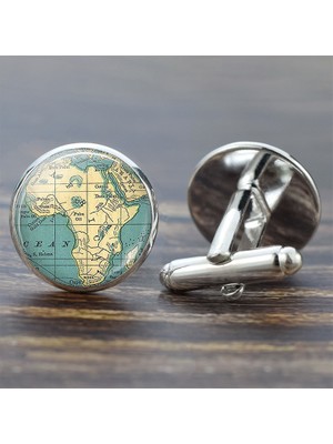 Renjie Shop CGümüş Tarzı Afrika Erkek Kol Düğmesi Amerika Avrupa Haritası Gümüş Takı Düğün Kol Düğmeleri  - Dünya Haritası Cufflinks (Yurt Dışından)