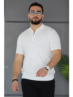 Mishar İtalia Polo Yaka Yarım Fermuarlı Likralı Erkek Tişört