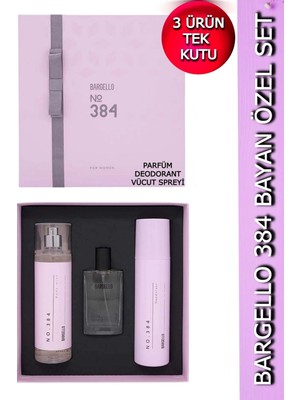 Bargello 384 Kadın Parfüm Seti Floral 50 ml EDP - (Parfüm+Vücut Spreyi+Deodorant) Hediyelik Kutu