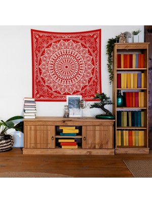 The Lucid Lab Red Bohemian Mandala Duvar Örtüsü - 135  cm   x  135  cm