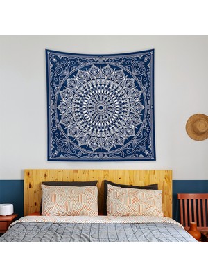 The Lucid Lab Blue Bohemian Mandala Duvar Örtüsü - 135  cm   x  135  cm