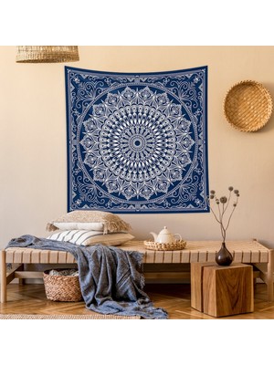 The Lucid Lab Blue Bohemian Mandala Duvar Örtüsü - 135  cm   x  135  cm