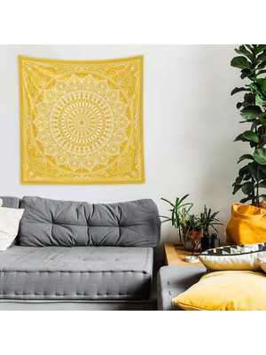 The Lucid Lab Yellow Bohemian Mandala Duvar Örtüsü - 135  cm   x  135  cm