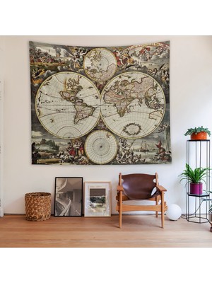 The Lucid Lab Nova Terrarum Orbis - Antik Dünya Haritası Duvar Örtüsü - 115  cm   x  135  cm