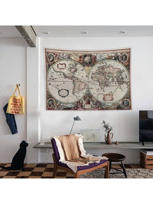 The Lucid Lab Terrarum Orbis Tabula - Antik Dünya Haritası Duvar Örtüsü - 100  cm   x  140  cm