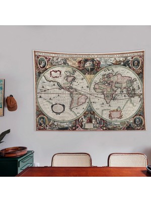 The Lucid Lab Terrarum Orbis Tabula - Antik Dünya Haritası Duvar Örtüsü - 100  cm   x  140  cm