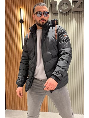 Mishar İtalia Içi Peluş Fermuarlı Kapüşonlu Erkek Mont