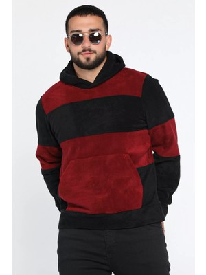 Mishar İtalia Erkek Kapüşonlu Renk Garnili Polar Sweatshirt