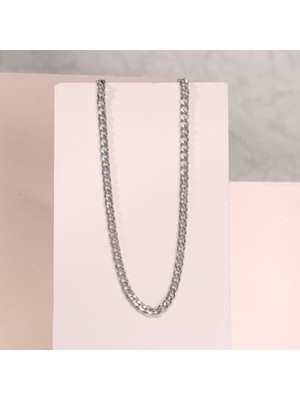 FourSolos Çelik Kadın Kolye, Zincir Model, Gümüş Renk, NO:185
