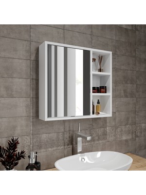 Mufi Wood Tamamen Mdf Ayna Kapaklı Banyo Dolabı