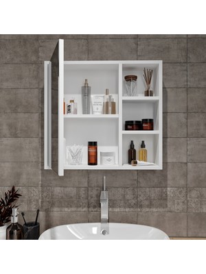 Mufi Wood Tamamen Mdf Ayna Kapaklı Banyo Dolabı