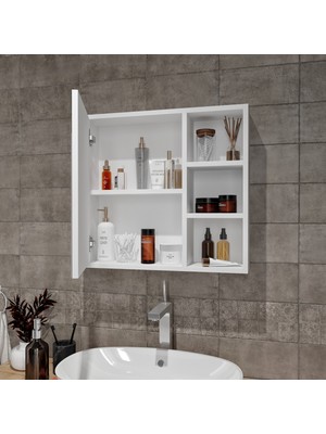 Mufi Wood Tamamen Mdf Ayna Kapaklı Banyo Dolabı