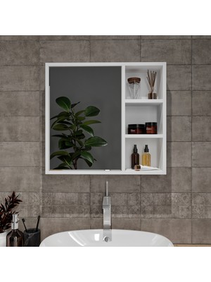 Mufi Wood Tamamen Mdf Ayna Kapaklı Banyo Dolabı