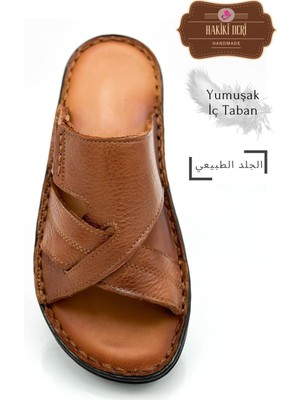 Sermoda Gerçek Deri Erkek Terlik Hafif Terlik Deri G Şır Taba