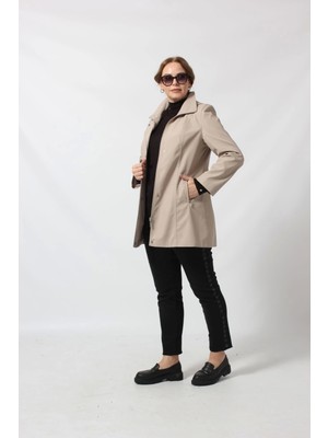 Moda Berray 1616 Kadın Kapüşonlu Fermuarlı Bondit Ceket Su Geçirmez Özellikli