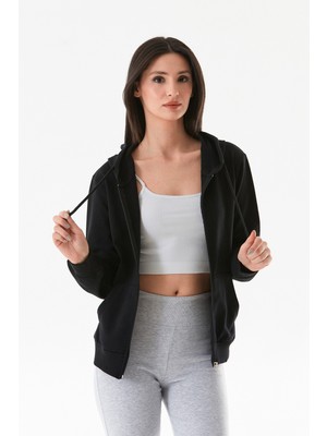FullaModa Kapüşonlu Fermuarlı Sweatshirt