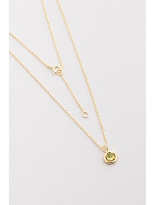 Peridot Serüveni 18 Ayar Sarı Altın Kaplama 44 cm Gümüş Kolye