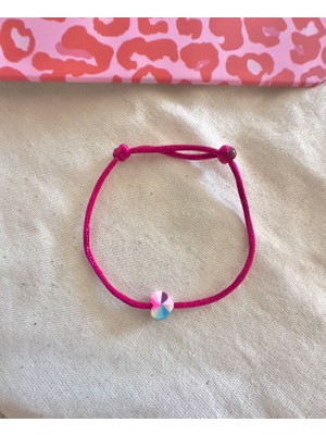 Atelier Çağla Gökkuşağı Kalpli Fuşya Pembe Ip Bileklik
