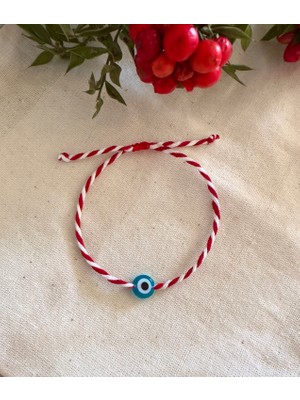 Atelier Çağla Cam Mavi Nazar Boncuklu Kırmızı Beyaz Marteniçka Yeniyıl Yılbaşı Bileklik