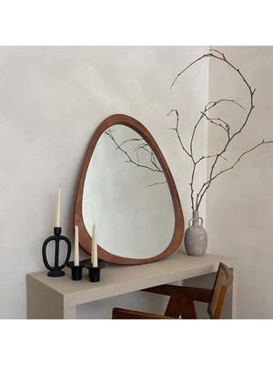 Felicity Mirror FELICITY-90 x 80  cm  Asimetrik Ceviz Duvar Aynası - Asimetrik Ahşap Duvar Aynası