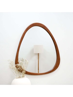 Felicity Mirror FELICITY-90 x 80  cm  Asimetrik Ceviz Duvar Aynası - Asimetrik Ahşap Duvar Aynası