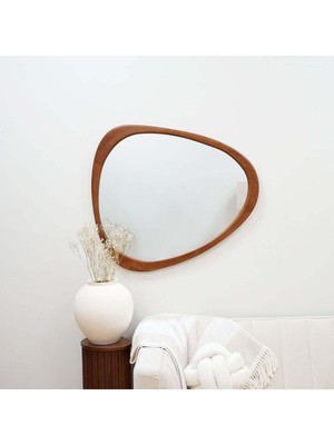 Felicity Mirror FELICITY-90 x 80  cm  Asimetrik Ceviz Duvar Aynası - Asimetrik Ahşap Duvar Aynası