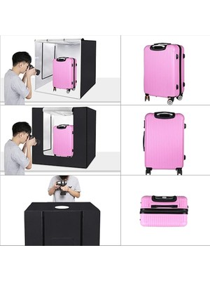 Monozone Fotoğraf Stüdyosu Profesyonel Çadır Kiti LED Işıklı 80X80 cm Taşıma Çantalı Ürün Fotoğraf Çekim Çadırı Pratik Katlanabilir Aydınlatma Çadırı