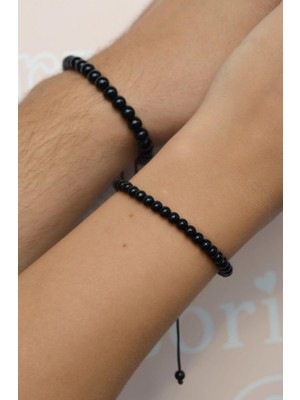 Sacce Scarves & Accessories Siyah Doğaltaş Sevgili Bilekliği Çift