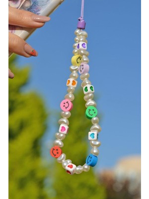 Sacce Scarves & Accessories Renkli Emojili Fimo Boncuk Küçük Boy Telefon Askısı Charmı Aksesuarı