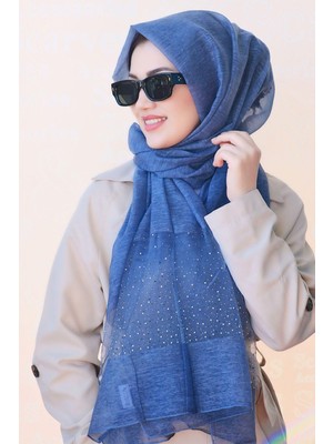 Sacce Scarves & Accessories Taşlı Mavi Renk Ipek Şal