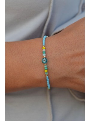 Sacce Scarves & Accessories Küçük Nazar Boncuklu Mavi Bileklik