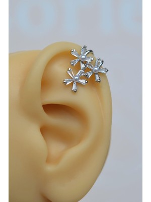 Sacce Scarves & Accessories Çiçek Detaylı Sıkıştırmalı Kıkırdak Küpe