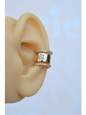 Sacce Scarves & Accessories Zirkon Taş Yıldız Detaylı Earcuff Deliksiz Kıkırdak Küpesi