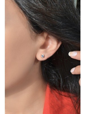 Sacce Scarves & Accessories Gold Renk Orta Boy Tektaş Küpe 5 mm