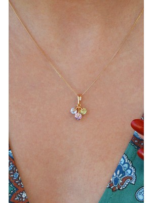Sacce Scarves & Accessories Soft Renkli Zirkon Taşlı Kolye Işıltılı Soft Renk Kiraz Kolye