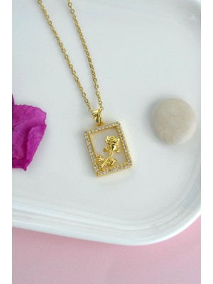 Sacce Scarves & Accessories Çelik Gül Figürlü Kolye Gold Renk Gül Kolye