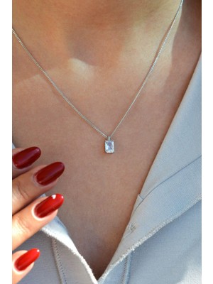 Sacce Scarves & Accessories Küçük Baget Tektaş Kolye Zirkon Kolye Baget Tektaş Gümüş Renkli