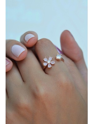 Sacce Scarves & Accessories Rose Pembe Çiçekli Ayarlanabilir Yüzük