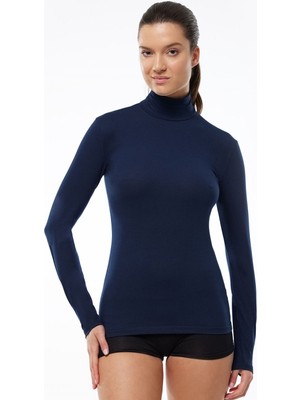 Malabadi 180 Kadın Modal Yarım Balıkçı Yaka Uzun Kol Likralı Body