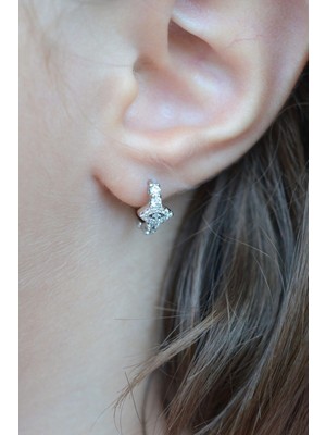 Sacce Scarves & Accessories Zirkon Taşlı Antialerjik Göz Nazar Çocuk Küpesi Halka Model Gümüş Renk